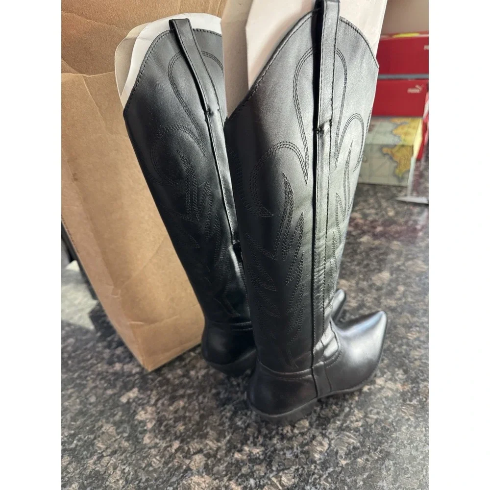 Matisse coconuts‎ Agency Black Cowgirl Boot Black Leather Size 7. NWB